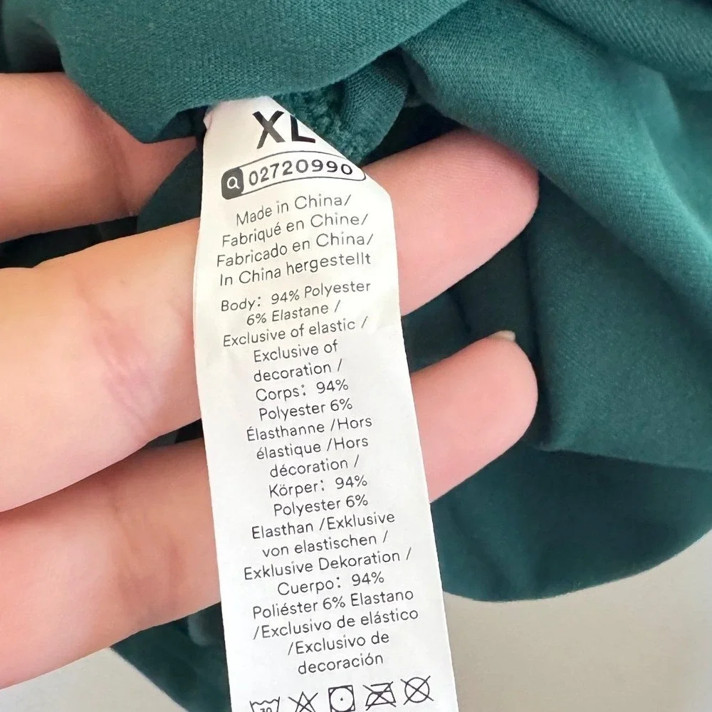 Halara Teal Green V Neck Surplice Wrap Top Short Sleeve XL NWT - Picture 5 of 6